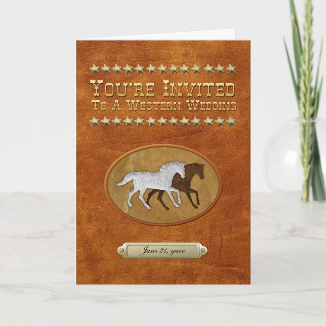 Convite Couro & laço (Frente)