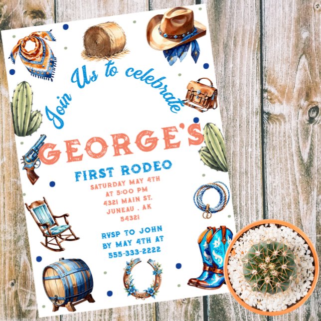 Convite Cowboy Blue Western Wildday (Criador carregado)