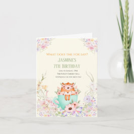 Convite Cozy Fox Forest Magical Floral Birthday Invitation