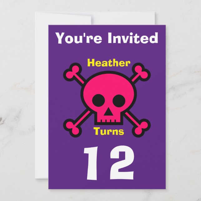 Convite Crânio Personalizado - Aniversário - adici (Frente)