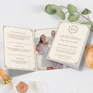 Convite Creme Clássico Elegante e Casamento Monográfico Do