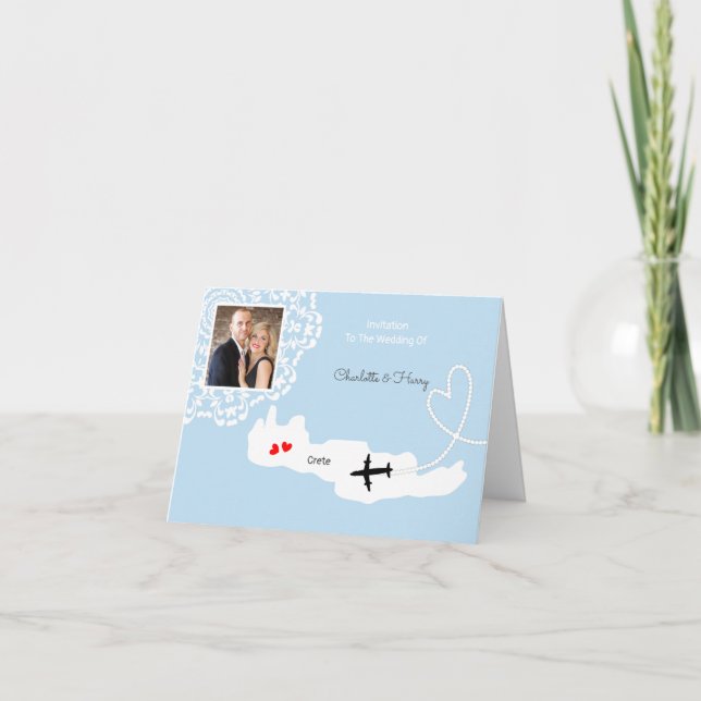 Convite Creta Destino de Casamento Grego (Frente)