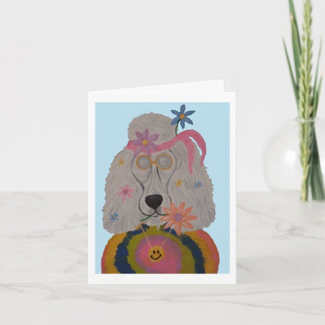 Convite Criança Flor Poodle Hippie  (Frente)