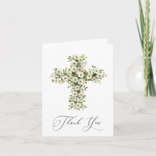 Convite Cruz de flor silvestre de White Meadow Obrigado Re