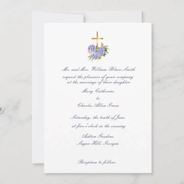 Convite Cruzado, Hydrangea, Aniversário (Frente)