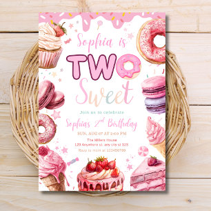 Convite Cupcake Dois Donuts de Aniversário Doces Meninas P