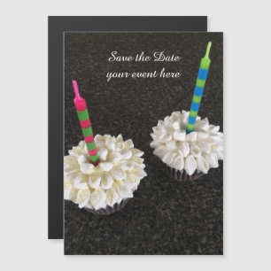 Convite Cupcakes Elegantes com Velas Salve a Data