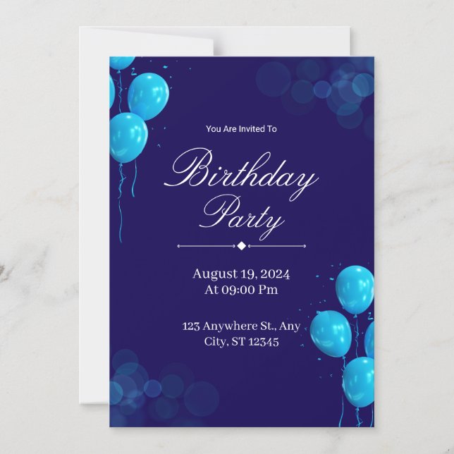 Convite Custom Birthday Invitation Card (Frente)