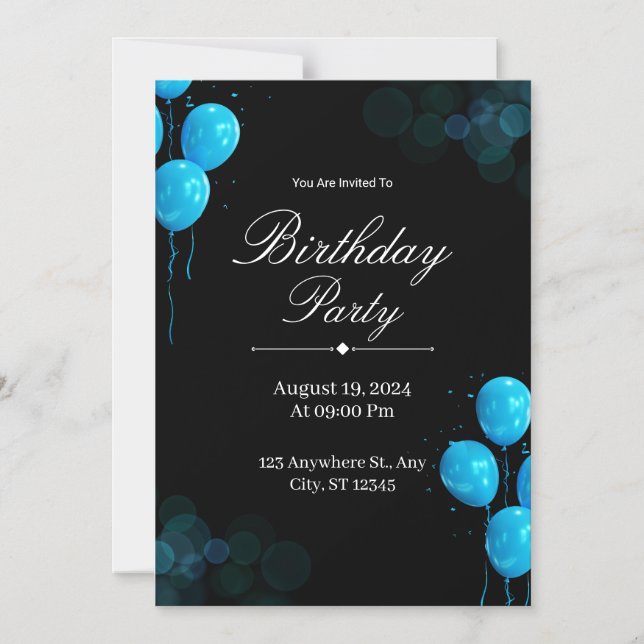 Convite Custom Birthday Invitation Card (Frente)