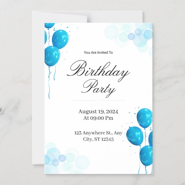 Convite Custom Birthday Invitation Card (Frente)