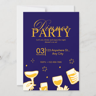 Convite Customizable Dinner Party Invitation Card