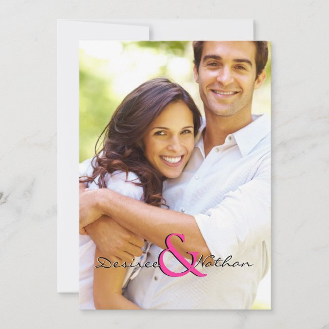 Convite customizável vertical do casamento da foto (Frente)