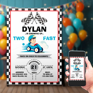 Convite Cute Racer Two Fast