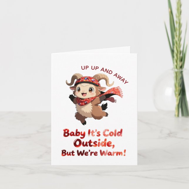 Convite Cute Ram Winter Baby Shower Card (Frente)