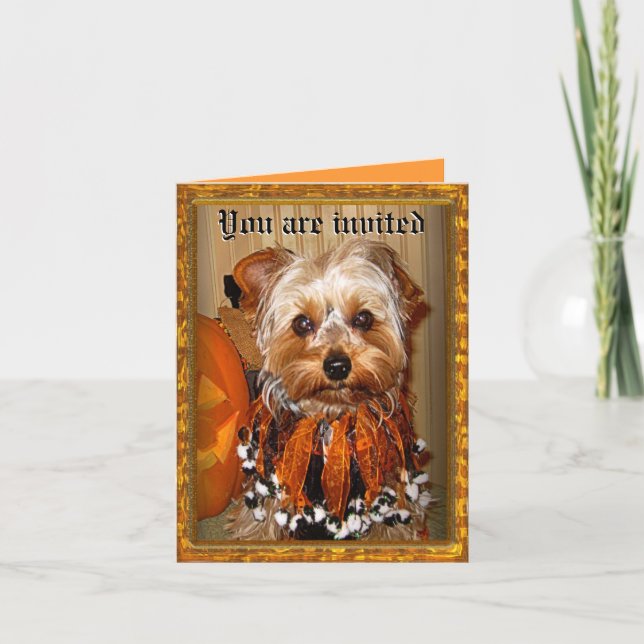 Convite Cute Yorkie Halloween Bash Invite (Frente)