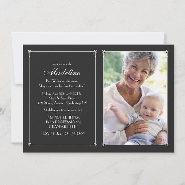 Convite da aposentadoria da foto do quadro do amor (Frente)