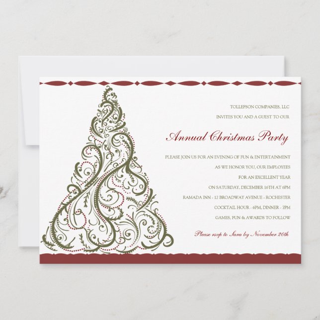 Convite da árvore do natal vintage (Frente)