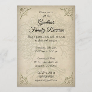 Convite da árvore do vintage da reunião de família