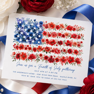 Convite da Bandeira Americana Floral