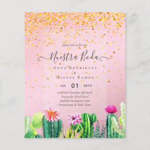 Convite da BODA espanhola WAtercolor Cactos Cactus