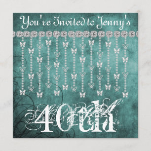 Convite da borboleta BLING do aniversário de 40