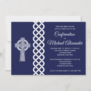 Convite da confirmação da cruz celta para menino