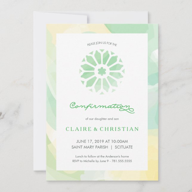 Convite da confirmação, meninas ou meninos (Frente)