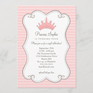 Convite da coroa do rosa da princesa festa de