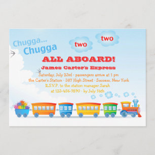 Convite da criança de dois anos do trem do