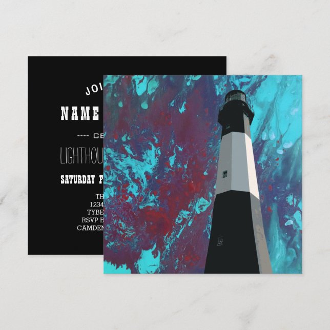 convite da estação de luz da ilha tybee (Frente/Verso)