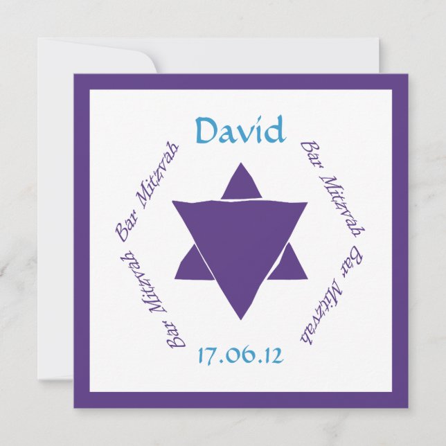 Convite da estrela de David de Mitzvah do bar, (Frente)