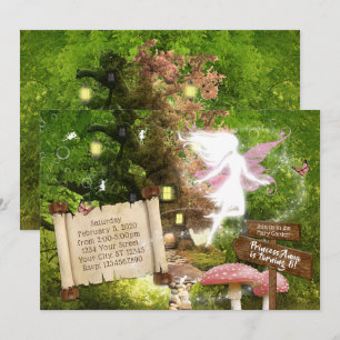 Convite da Fada Rosa da Floresta Encantada