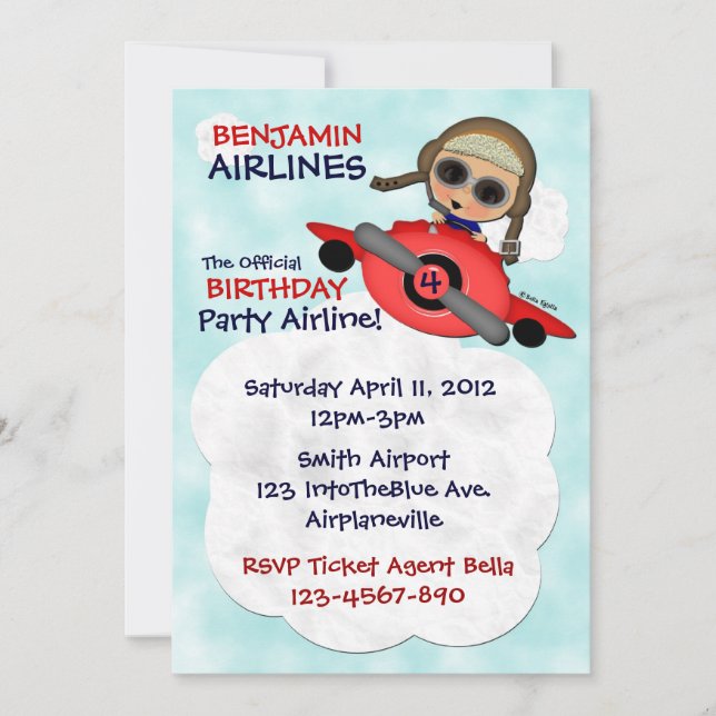 Convite da Festa de aniversário Airlines (Frente)