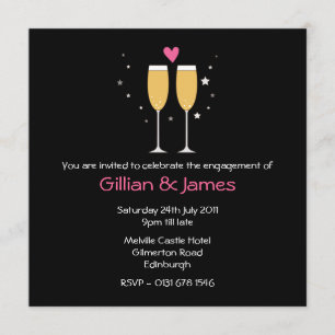 Convite da festa de noivado do brinde de Champagne