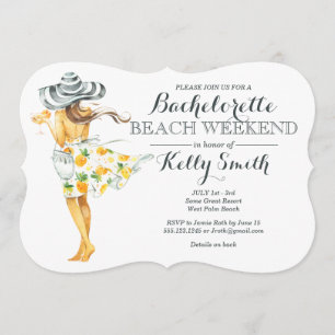 Convite da festa de solteira da menina da praia