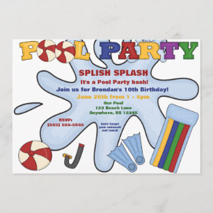 Convite da festa na piscina