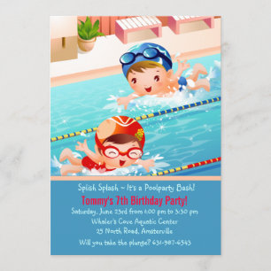 Convite da festa na piscina dos pequenos da