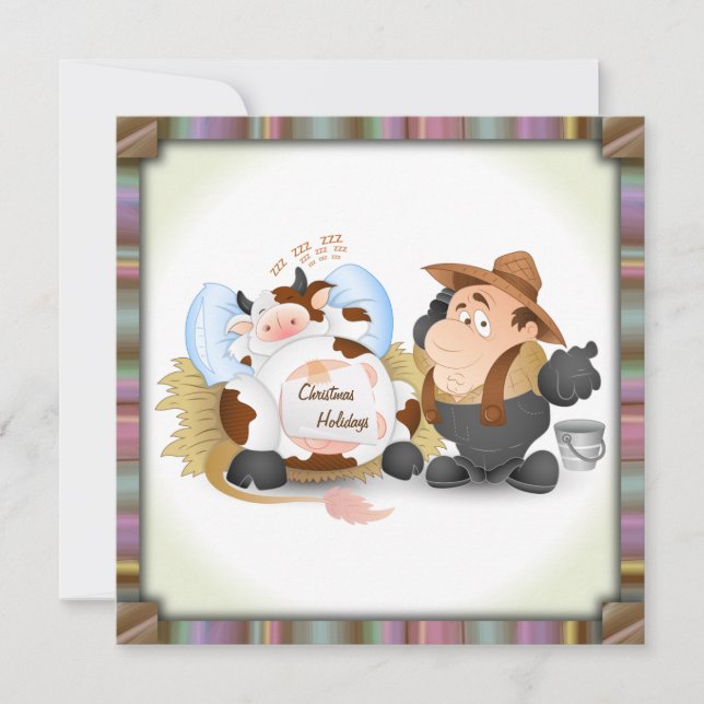 Convite da festa natalícia do Natal - vaca (Frente)