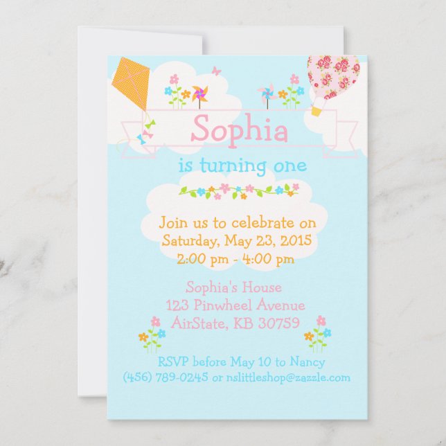 Convite da Flor PhinWheAirballoon Kite (Frente)