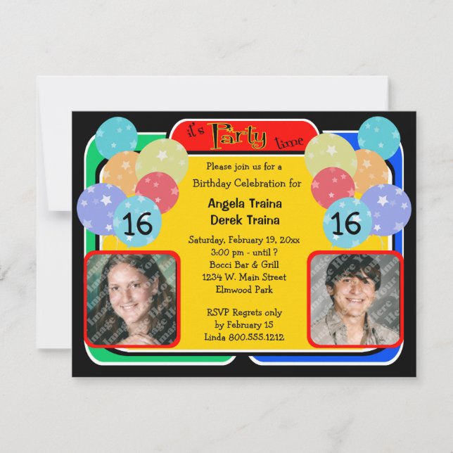 Convite da foto da celebração do aniversário (Frente)