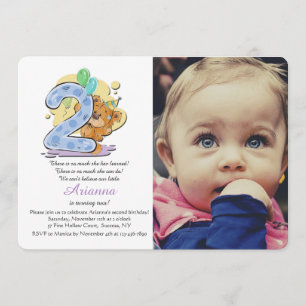 Convite da foto da criança de dois anos do urso de