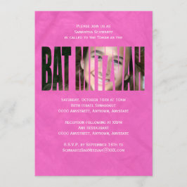 Convite da foto de Mitzvah do bastão no rosa