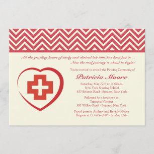 Convite da graduação do coração da enfermeira
