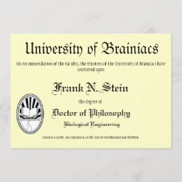 Convite da graduação do diploma de Franknstein