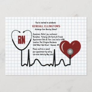 Convite da graduação do estetoscópio e do cora