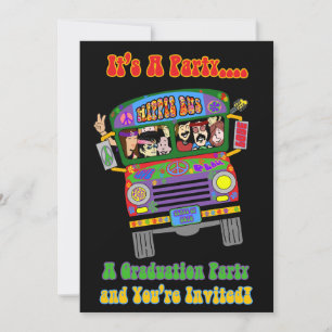 Convite da graduação do tema dos anos sessenta