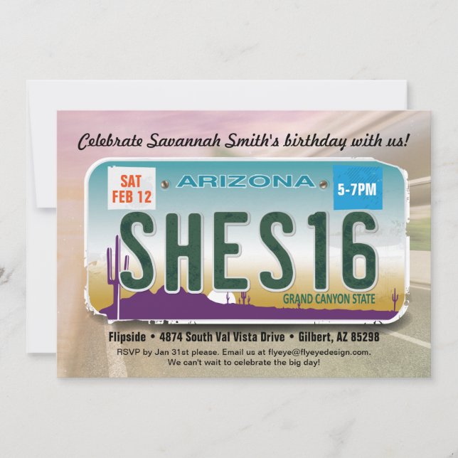 Convite da licença da arizona do aniversário da (Frente)