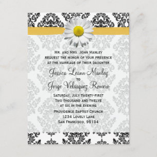 Convite da margarida e do casamento tema damasco