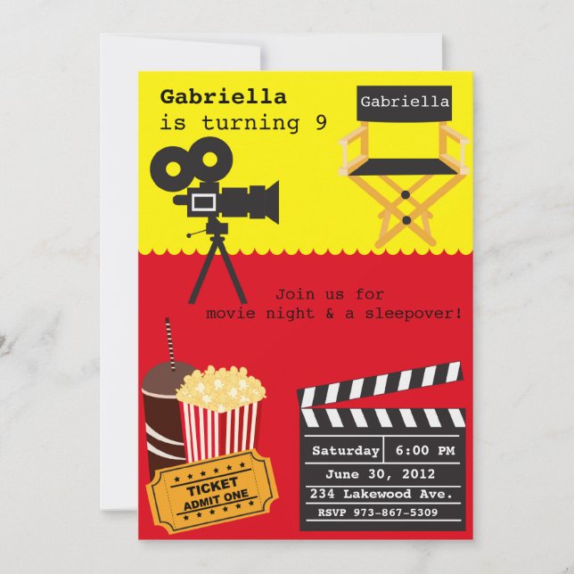 Convite da noite de cinema (Frente)