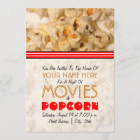 Convite da noite de cinema - pipoca